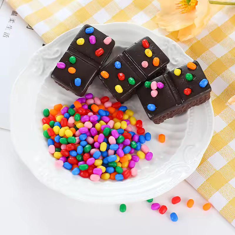 Simulated Chocolate Cake Key Chain, Food, PVC, Sugar Bean, Student, Car Bag, Pendant Ornaments, Jewelry Gift, Fashion, 100 Pc